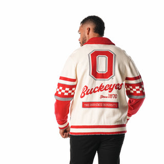 Ohio State Jacquard Button Up Sweater - Creme