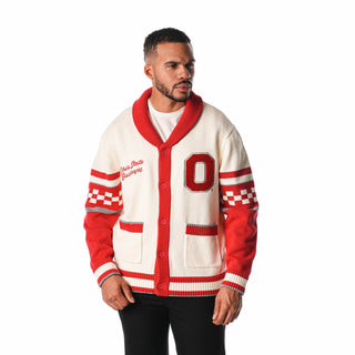 Ohio State Jacquard Button Up Sweater - Creme