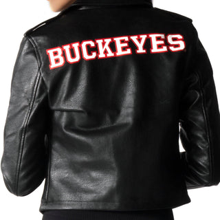 Ohio State Buckeyes Faux Leather Moto Jacket