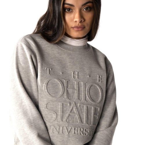 Ohio State College Lines Embossed Red Crew