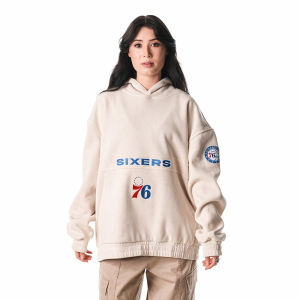 Philadelphia 76ers Unisex Corduroy Hoodie Cream wearethewildco