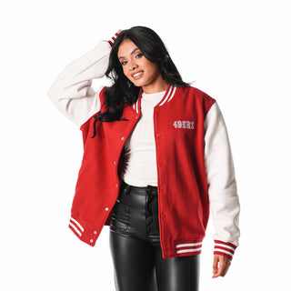 SAN FRANCISCO 49ERS UNISEX FLEECE BOMBER - RED