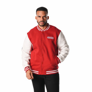 SAN FRANCISCO 49ERS UNISEX FLEECE BOMBER - RED