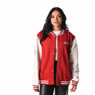 SAN FRANCISCO 49ERS UNISEX FLEECE BOMBER - RED