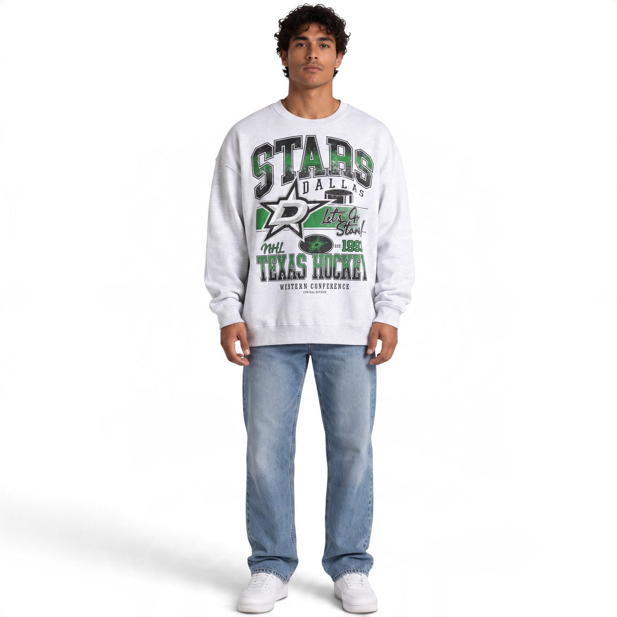 Dallas Stars Unisex Graphic Crew Fleece - Heather Grey