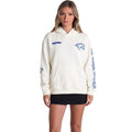 Los Angeles Rams Unisex Denim Patched Hoodie - Vintage White view 2