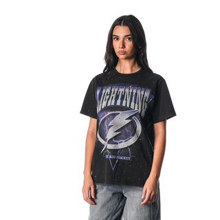 TAMPA BAY LIGHTENING CRYSTAL STUDDED GRAPHIC TEE - BLACK