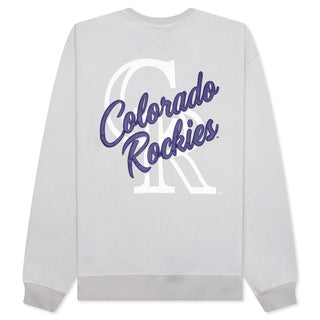 Colorado Rockies Puff Print Crew Fleece - Off-White