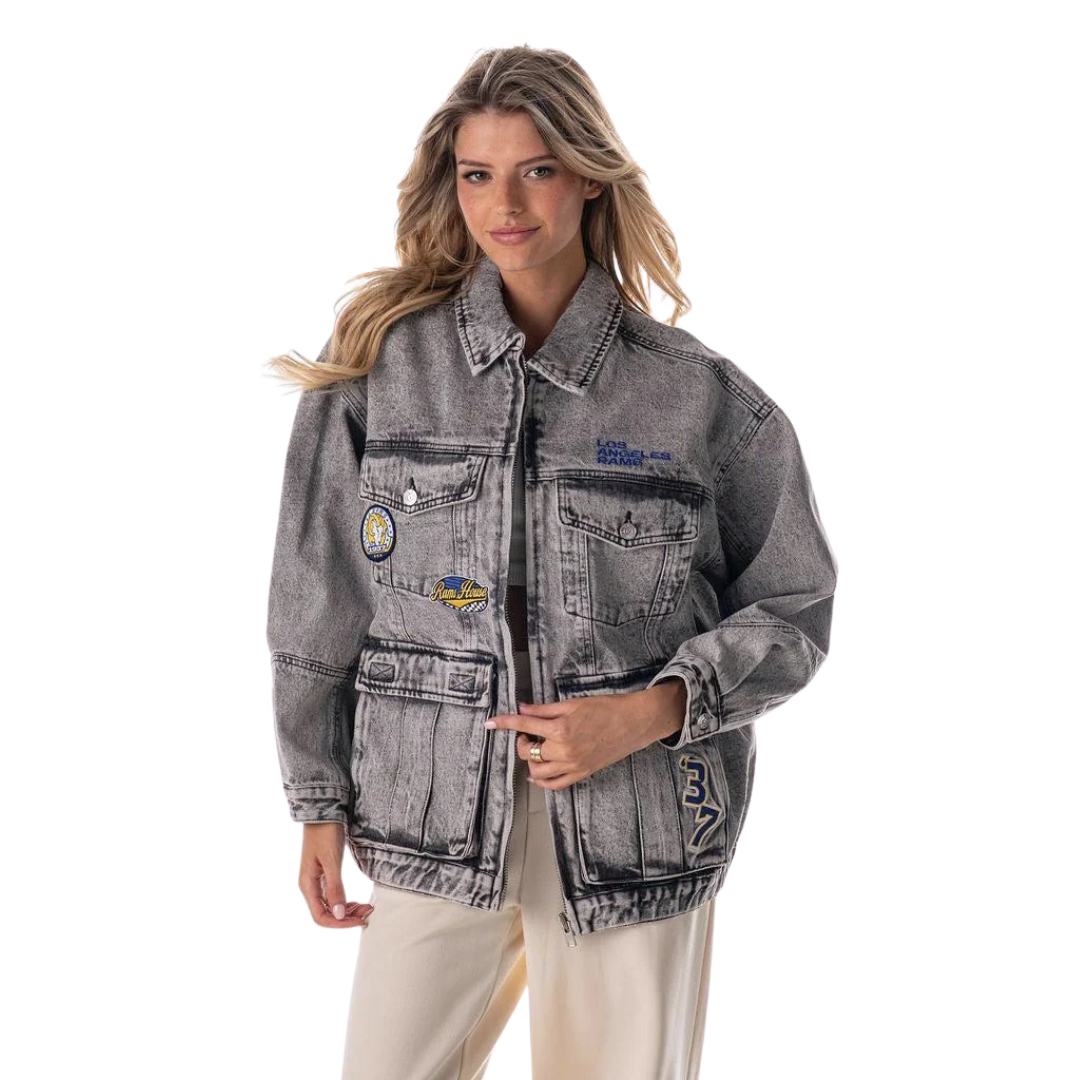 Los Angeles Rams Women's Oversized Jacket w/ Cargo Pockets - Grey