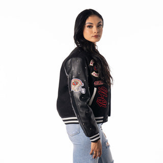 San Francisco 49ers Varsity Sparkle Jacket - Black