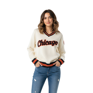 Chicago Bears Women's Jacquard Crew Neck Sweater - Cream