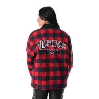 WASHINGTON CAPITALS FLANNEL ZIP FRONT JACKET - NAVY/RED