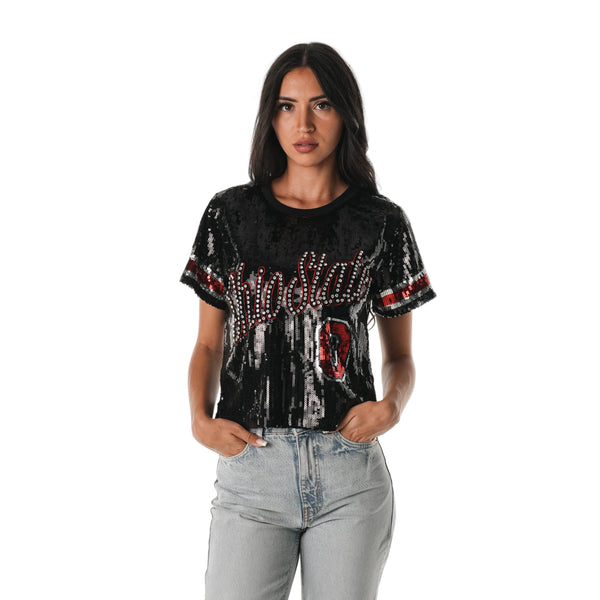 Ohio State Buckeyes Women's Sequin Tee - Black