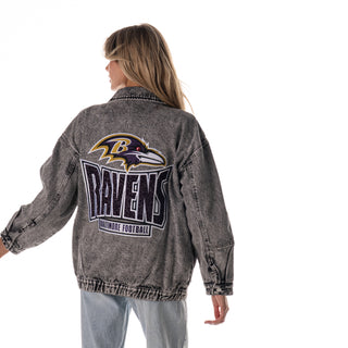 Baltimore Ravens Women's Denim Jacket - Grey Denim