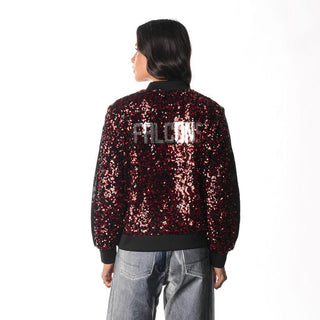 Atlanta Falcons Women's Sequin Bomber - Red-Sequin Jacket-thewildcollective