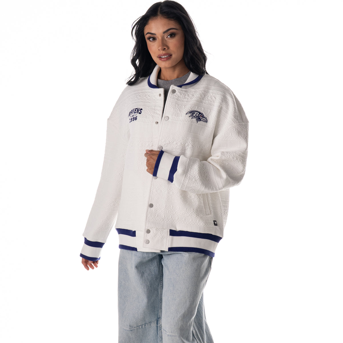 Baltimore Ravens Unisex Embossed Cable Knit Bomber - Vintage