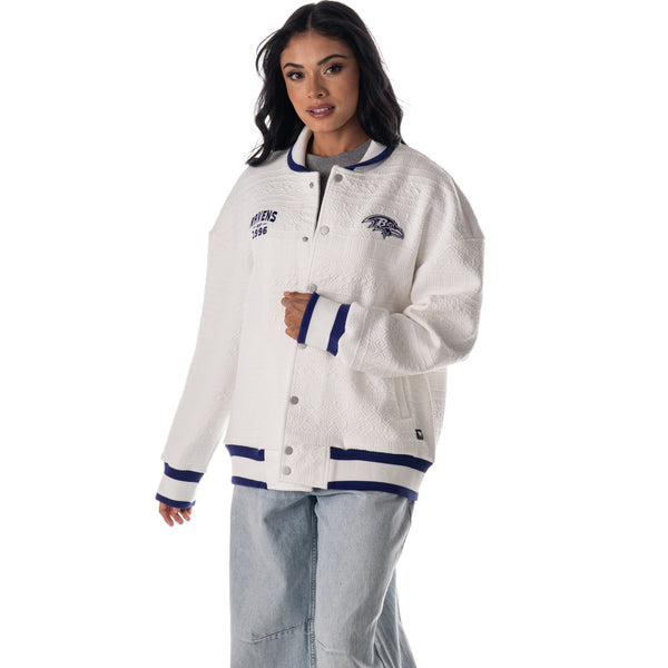 Baltimore Ravens Unisex Embossed Cable Knit Bomber - Vintage