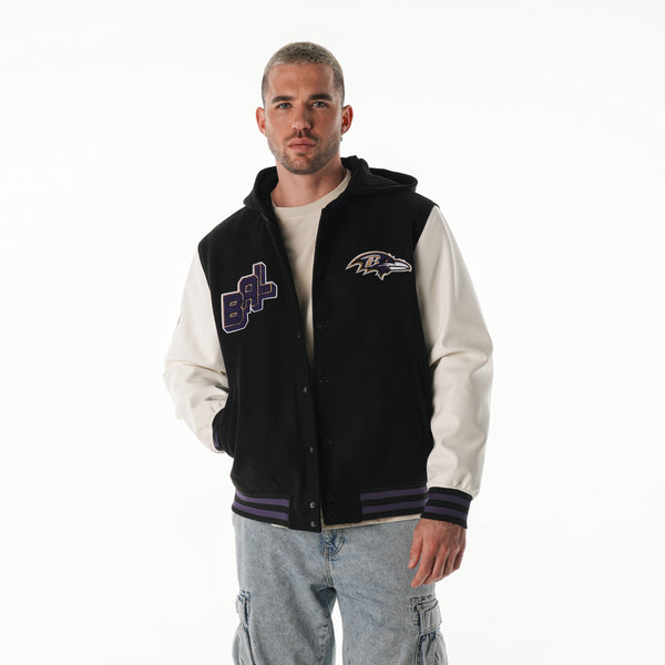 Baltimore Ravens Unisex Hooded Varsity Jacket - Black
