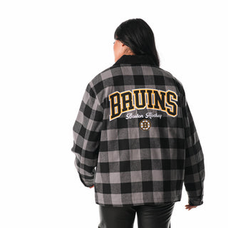 Boston Bruins Flannel Zip Front Jacket - Black-Flannel Jacket-thewildcollective