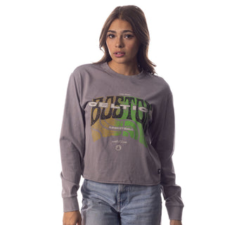 Boston Celtics Woman's L/S Crop Tee - Grey-Crop Tee-thewildcollective