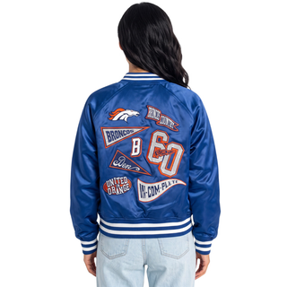 Denver Broncos Women's Satin Raglan Bomber Jacket - Navy