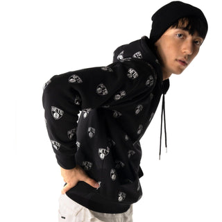 Brooklyn Nets Unisex All Over Logo Hoodie-Hoodie-thewildcollective