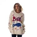 Buffalo Bills Unisex All Over Jacquard Crew Sweater - Cream view 2