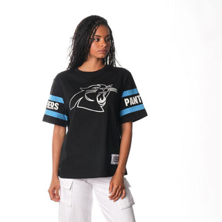 Carolina Panthers Women's Drop Shoulder SS Tee - Black-T-SHIRT-thewildcollective