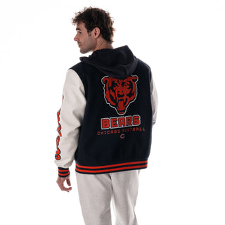 Chicago Bears Unisex Hooded Varsity Jacket - Navy-Jacket-thewildcollective