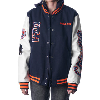 Chicago Bears Women's Varsity Jacket - Navy-Varsity Jacket-thewildcollective