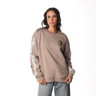 Chicago Blackhawks Graphic Crew Fleece - Grey-Crew Fleece-thewildcollective