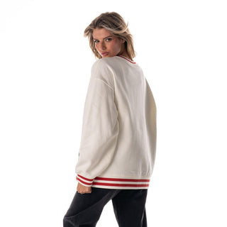 Chicago Bulls Women's Oversized Baggy Crew Fleece - Vintage White-Crew Fleece-thewildcollective