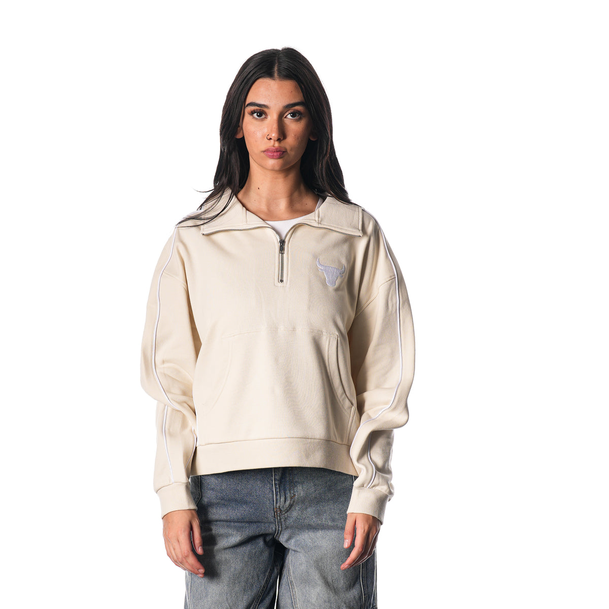Chicago Bulls Women's Quarter Zip Fleece - Cream