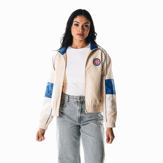 Chicago Cubs Women's Track Jacket - Cream-Track Jacket-thewildcollective