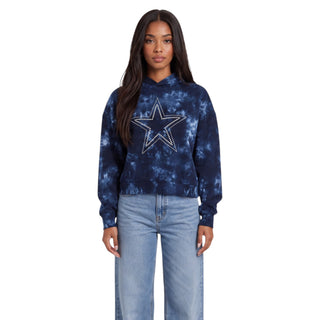 Dallas Cowboys Womens Tie Dye Crop Hoodie - Navy