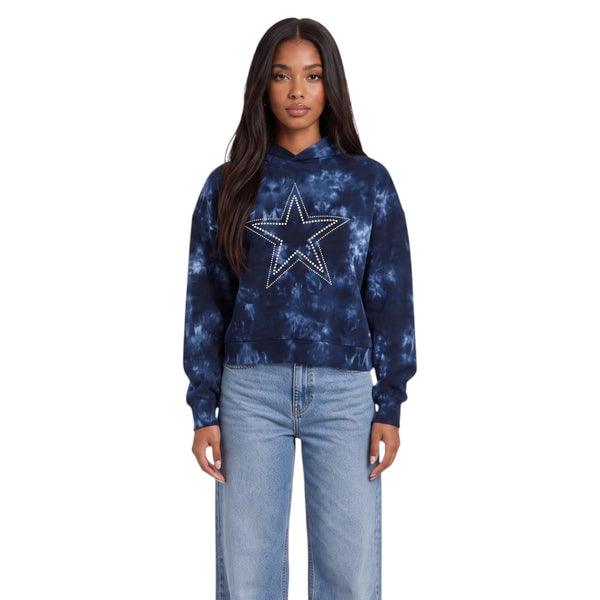 Dallas Cowboys Womens Tie Dye Crop Hoodie - Navy