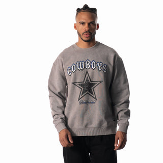 Dallas Cowboys Graphic Crew Fleece - Grey-Crew Fleece-thewildcollective