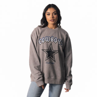 Dallas Cowboys Graphic Crew Fleece - Grey-Crew Fleece-thewildcollective