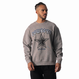 Dallas Cowboys Graphic Crew Fleece - Grey-Crew Fleece-thewildcollective