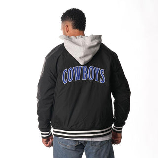 Dallas Cowboys Hooded Bomber Jacket - Black-Bomber Jacket-thewildcollective