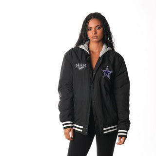 Dallas Cowboys Hooded Bomber Jacket - Black-Bomber Jacket-thewildcollective
