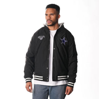 Dallas Cowboys Hooded Bomber Jacket - Black-Bomber Jacket-thewildcollective