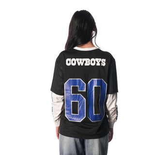 Dallas Cowboys Mesh LS Layered Tee - Black-T-SHIRT-thewildcollective