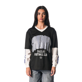 Dallas Cowboys Mesh LS Layered Tee - Black-T-SHIRT-thewildcollective