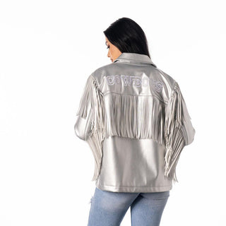 Dallas Cowboys Silver Fringe Jacket-Jacket-thewildcollective