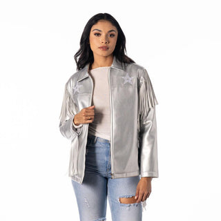 Dallas Cowboys Silver Fringe Jacket-Jacket-thewildcollective