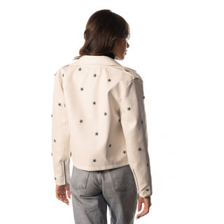 Dallas Cowboys Star Studded Leather Jacket - White-Faux Leather Jacket-thewildcollective