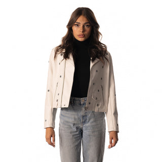 Dallas Cowboys Star Studded Leather Jacket - White-Faux Leather Jacket-thewildcollective