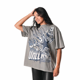 Dallas Cowboys Streetwear Flames Tee - Grey-T-SHIRT-thewildcollective