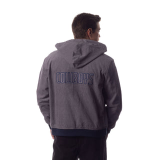 Dallas Cowboys Unisex Corduroy Full Zip Bomber - Grey-Bomber Jacket-thewildcollective